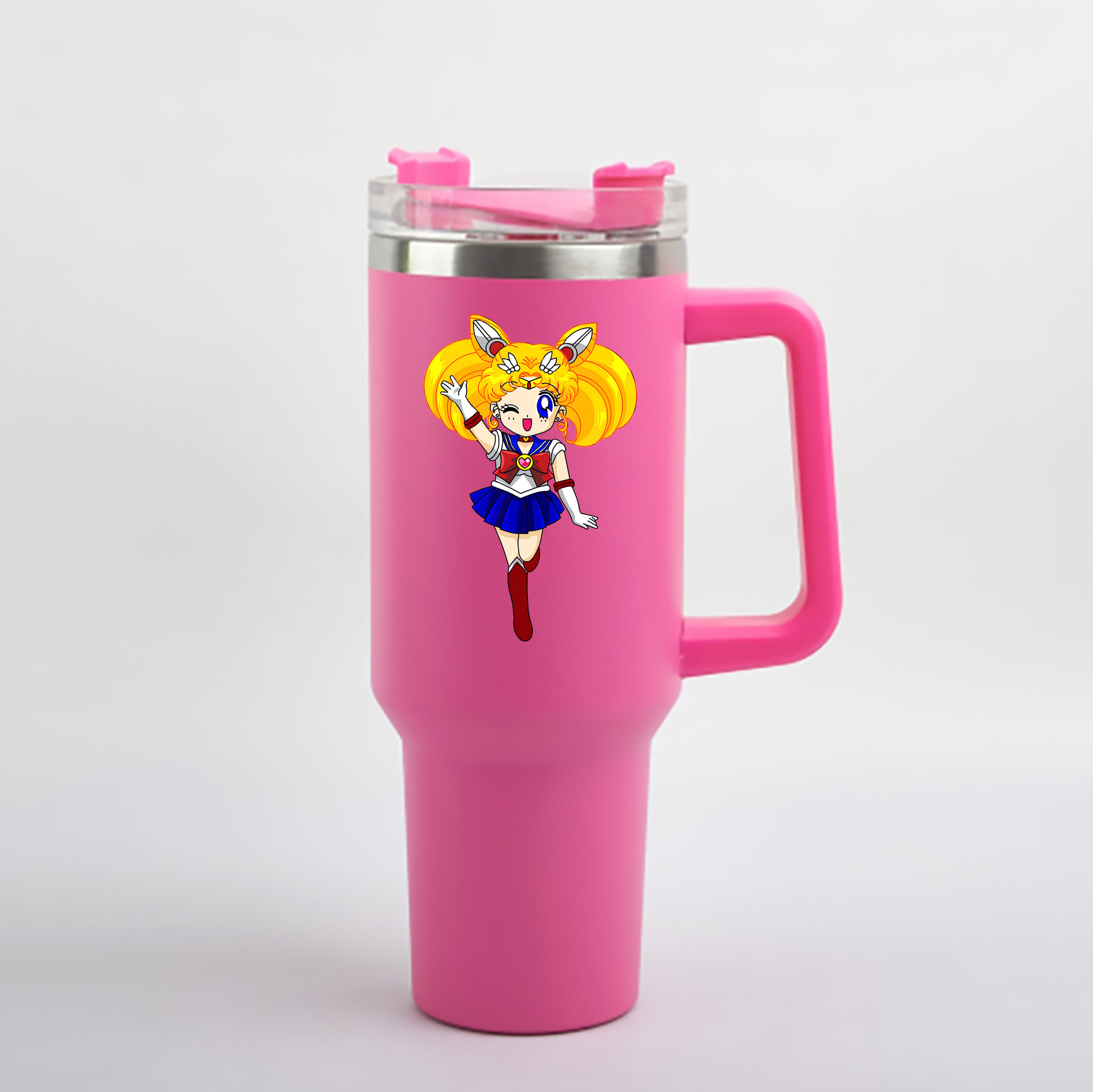 （画像用） 美少女戦士セーラームーン 月野 うさぎ つきの うさぎ Sailor Moon Tsukino Usagi 1200mL車用タンブラー - クリスタルステッカー（プラスチックストロー付き）